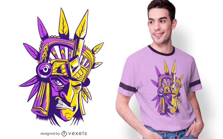 Design de camisetas do guerreiro asteca Design de camisetas do guerreiro asteca