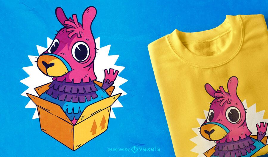 Piñata Llama Box T-shirt Design Piñata Llama Box T-shirt Design