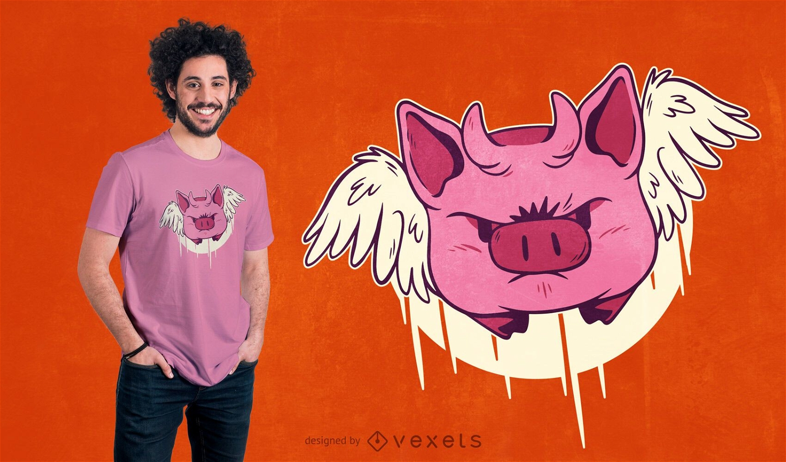 Design de camisetas Devil Pig