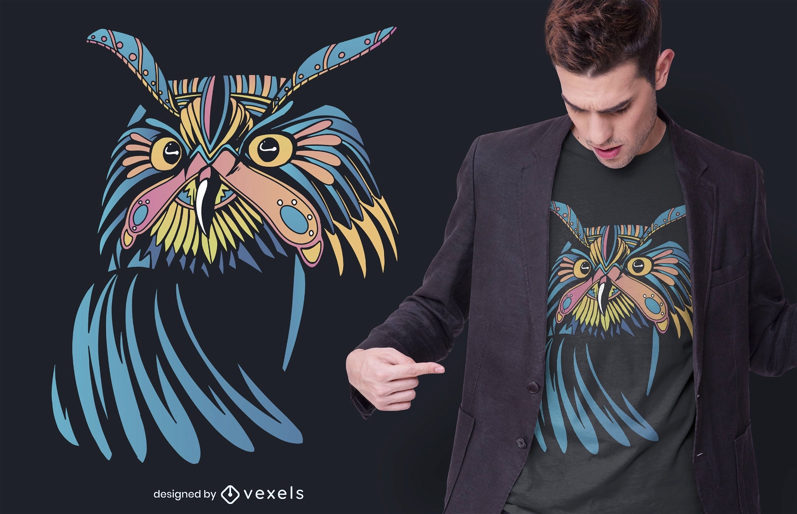 Design de camisetas coloridas Mystic Owl