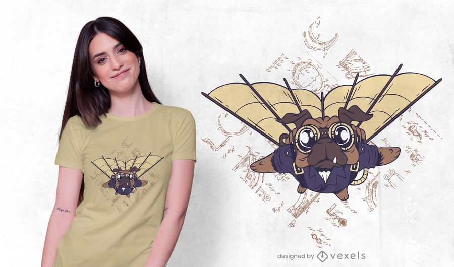 Design de camisetas para cães Pug Steampunk Design de camisetas para cães Pug Steampunk