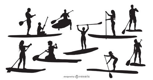 Paquete de silueta de personas de Standup Paddleboard