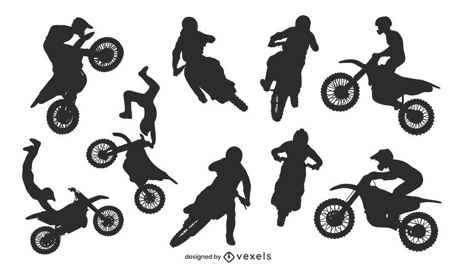Paquete de silueta de motocross estilo libre Paquete de silueta de motocross estilo libre