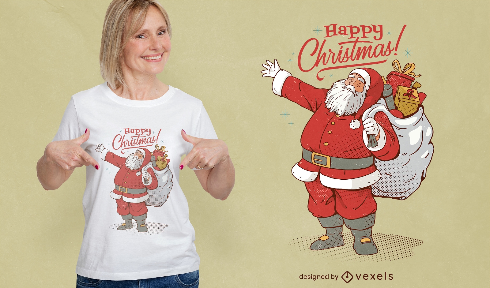 Diseño de camiseta feliz navidad santa