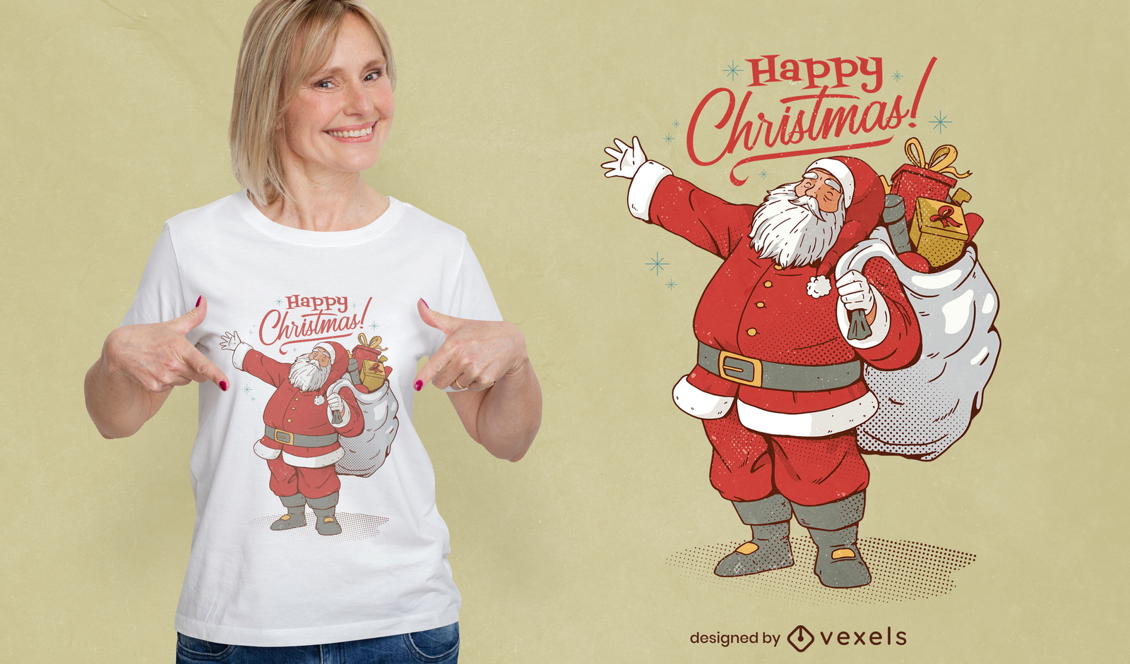 Fröhliches Weihnachts-Sankt-T-Shirt-Design