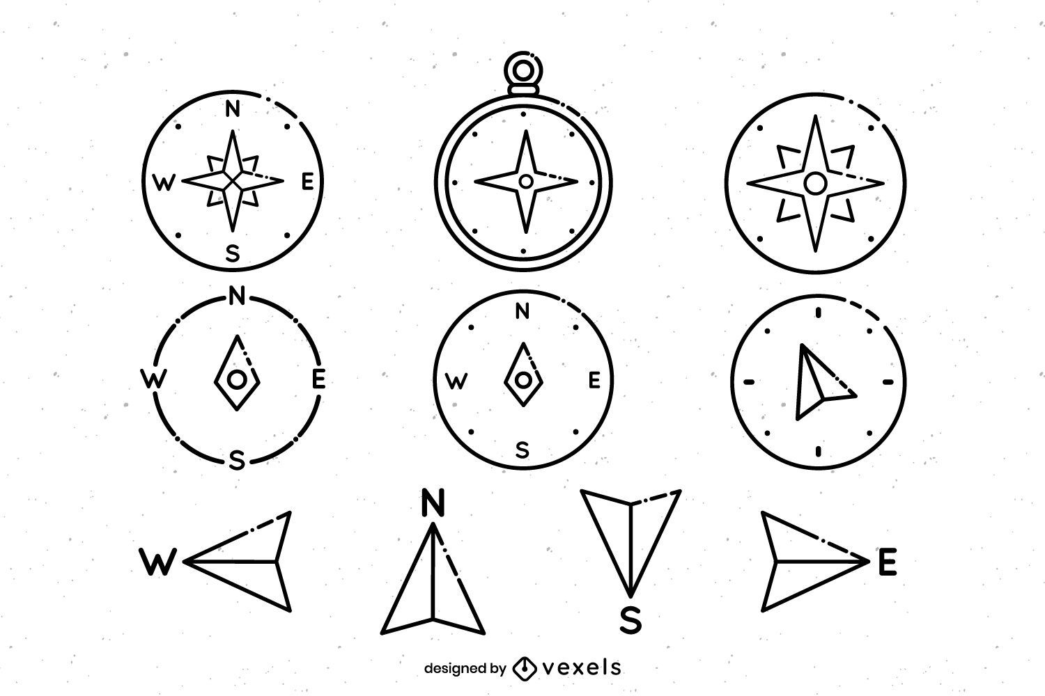 Kompass-Strichsymbolsatz