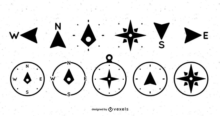 Compass icon set design Compass icon set design