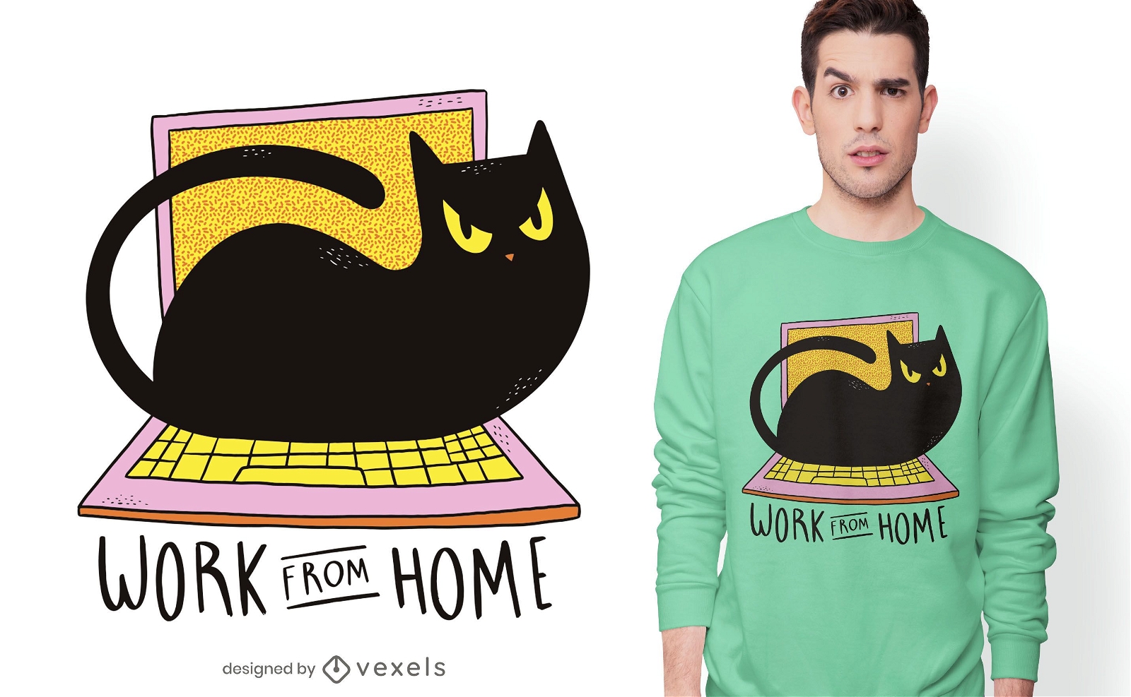 Design de t-shirt de gato para escrit?rio em casa