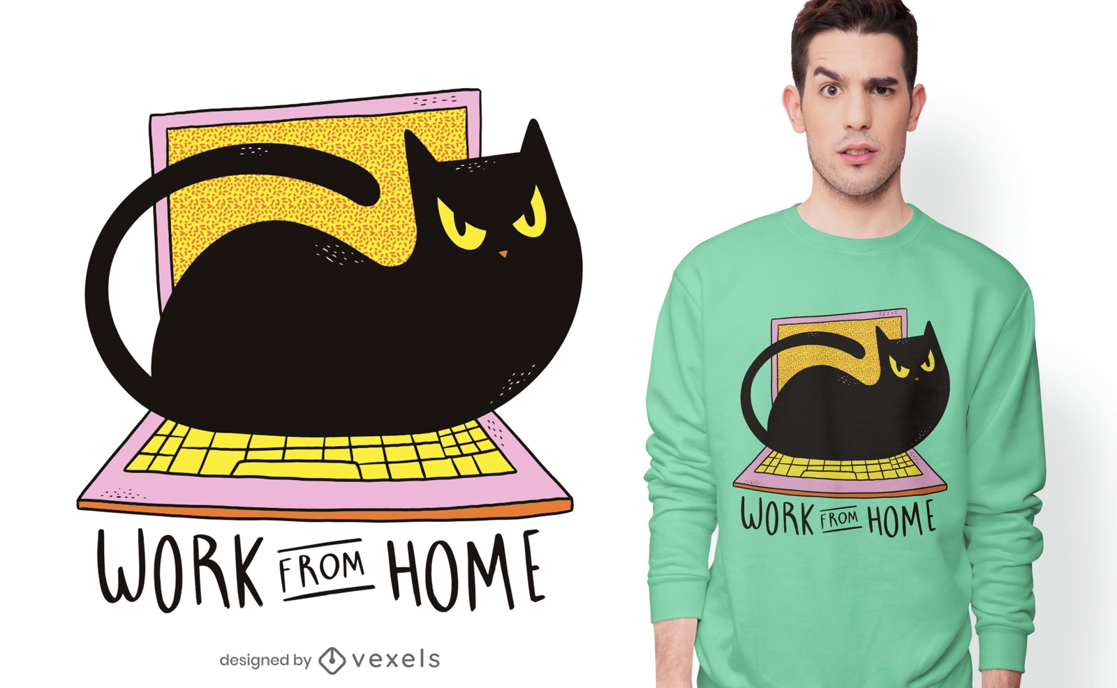 Home-Office-Katzen-T-Shirt-Design