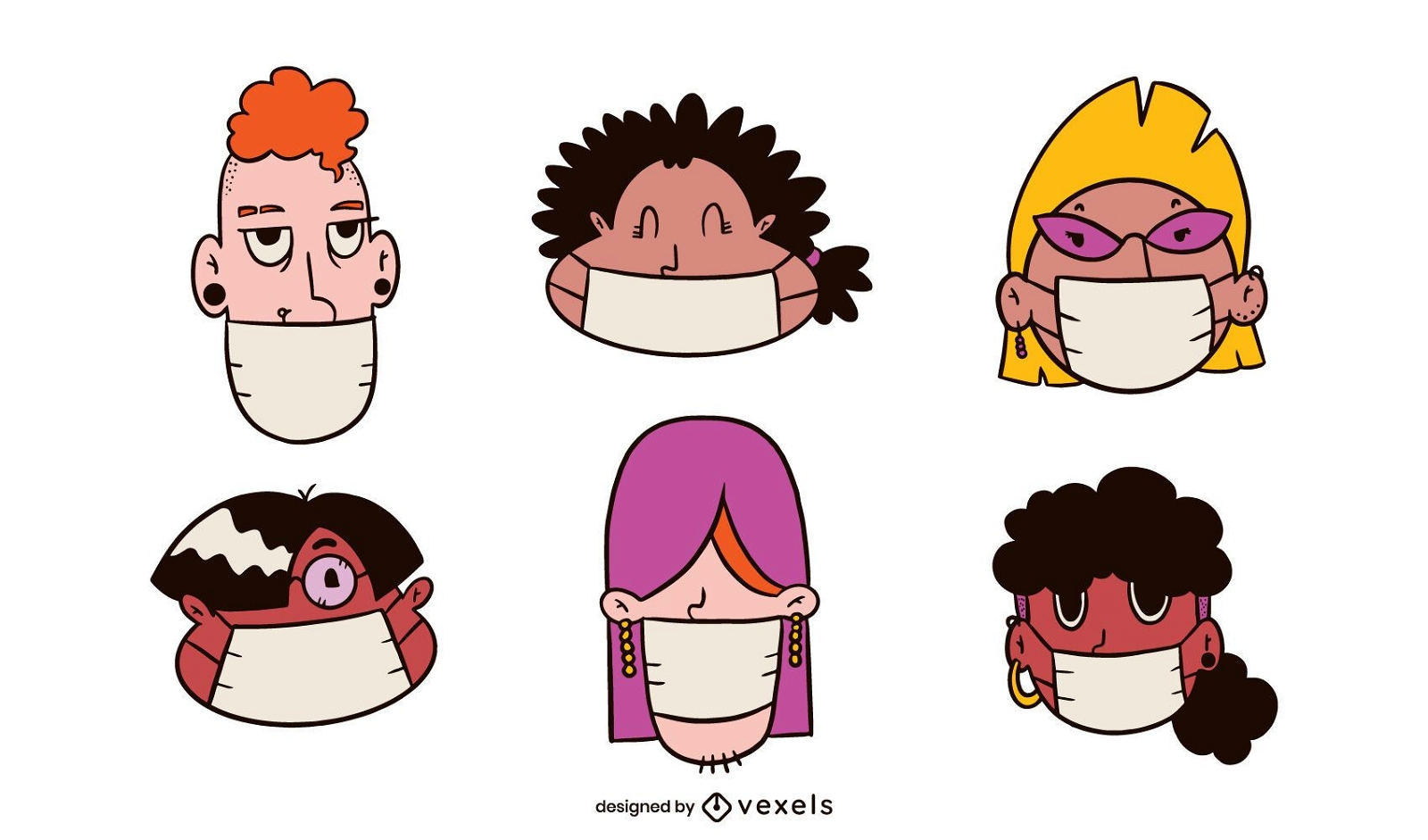 Gesichtsmaske Menschen Cartoon Pack