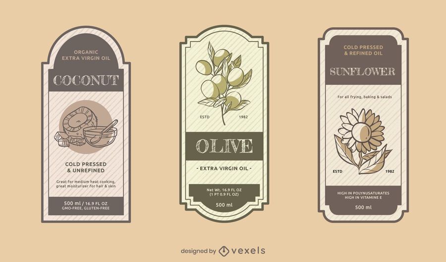 Cooking oil label set Cooking oil label set
