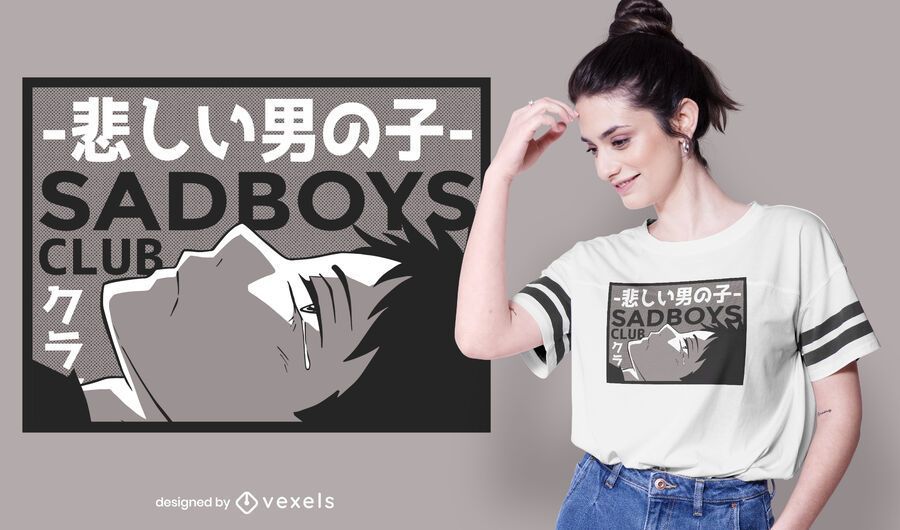 Sad Boy Anime T Shirt Design Vector Download