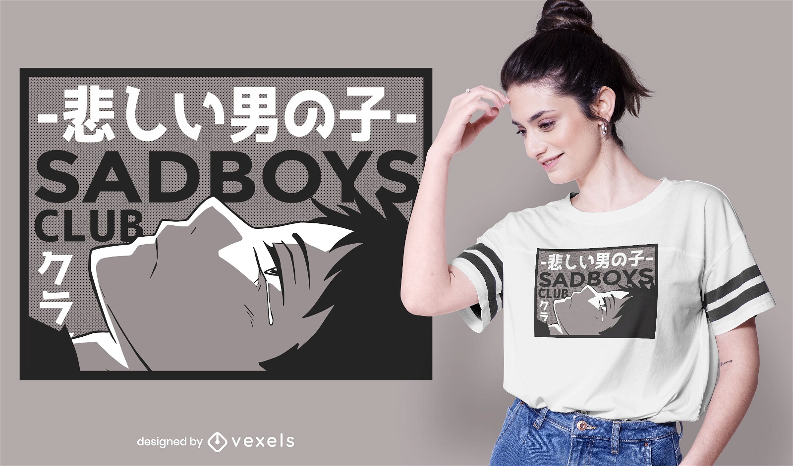 Dise?o de camiseta Sad Boy Anime