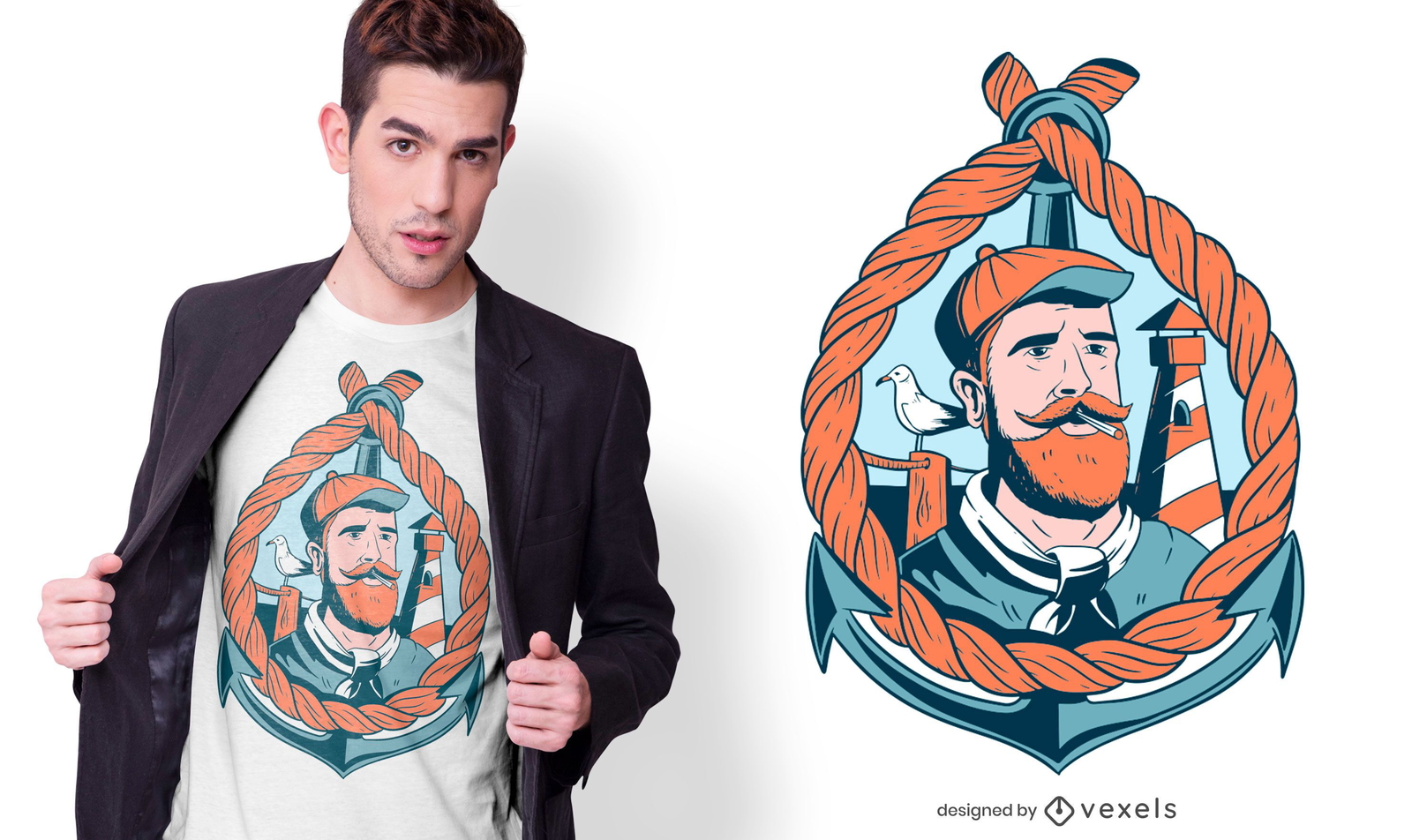 Bearded Sailor T-shirt Design