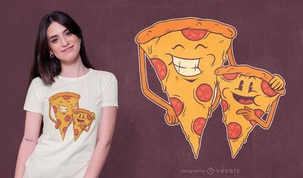 Diseño de camiseta de pizza family