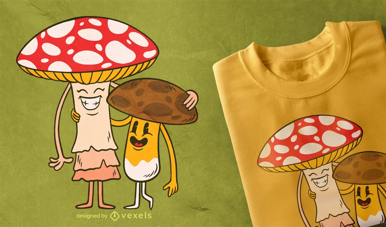 Mushroom friends t-shirt design