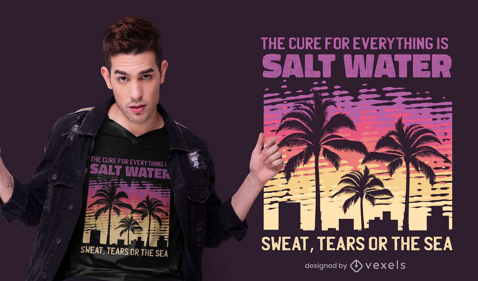 Design de camiseta com cotação de água salgada
