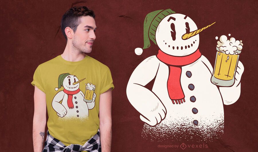 Snowman drinking beer t-shirt design Snowman drinking beer t-shirt design