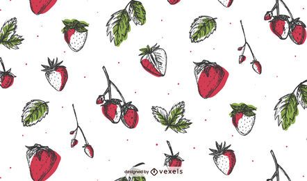 Hand drawn strawberries pattern design