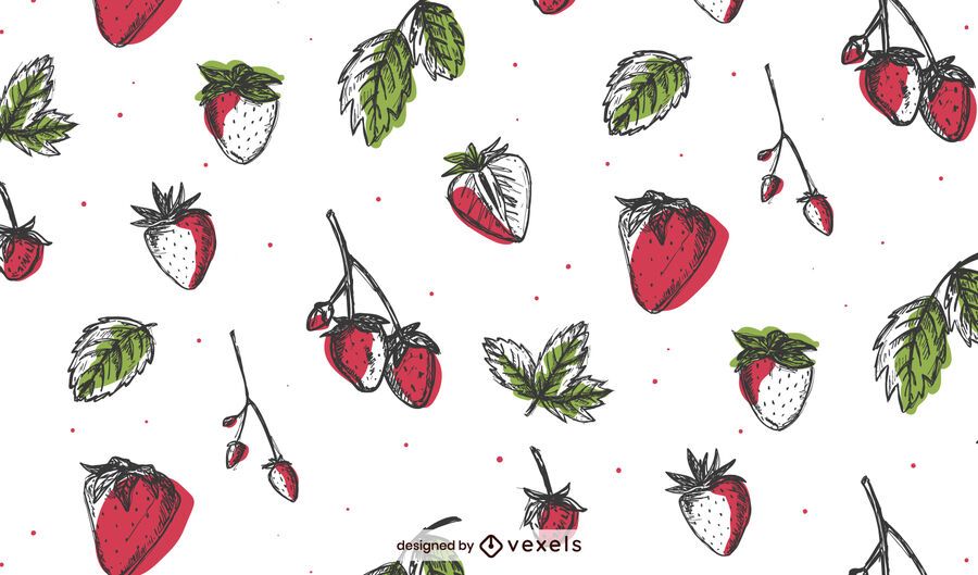 Hand drawn strawberries pattern design Hand drawn strawberries pattern design