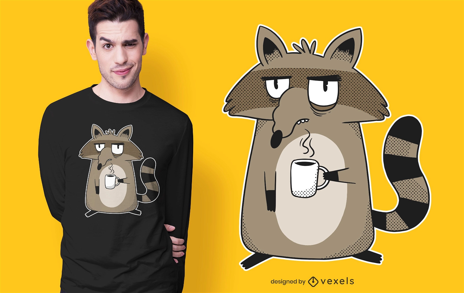 Diseño de camiseta de mapache gruñón