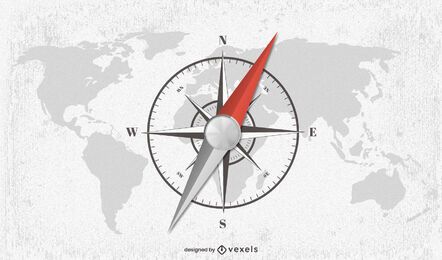 Diseño de ilustración de mapa mundial de brújula Diseño de ilustración de mapa mundial de brújula
