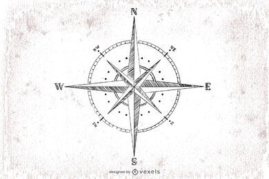 Hand drawn compass illustration