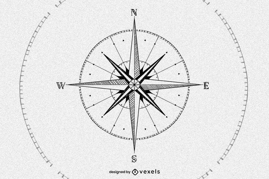Hand drawn compass illustration design Hand drawn compass illustration design