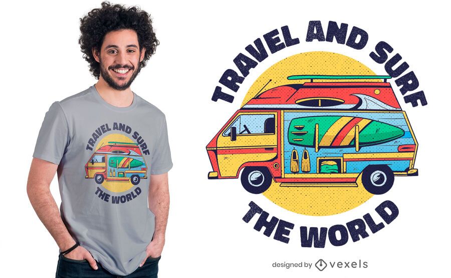 Diseño de camiseta de viaje y surf. Diseño de camiseta de viaje y surf.
