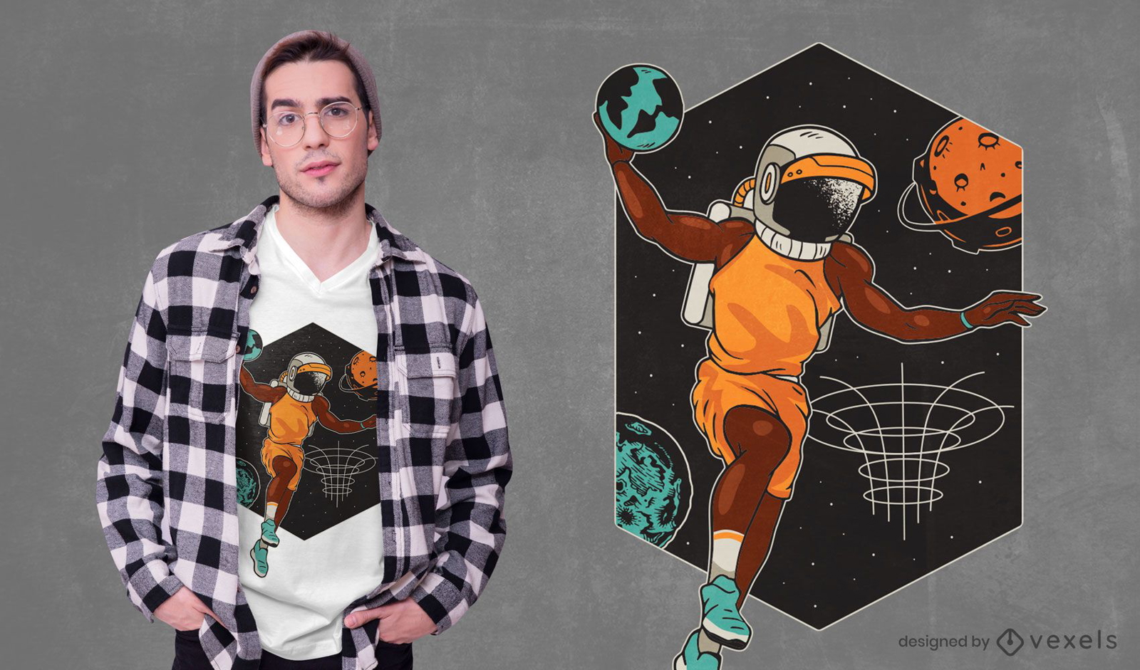 Raumbasketballspieler-T-Shirt Design