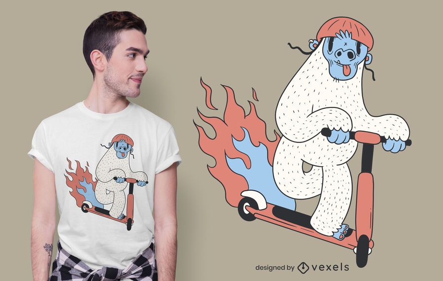 Yeti riding scooter t-shirt design Yeti riding scooter t-shirt design