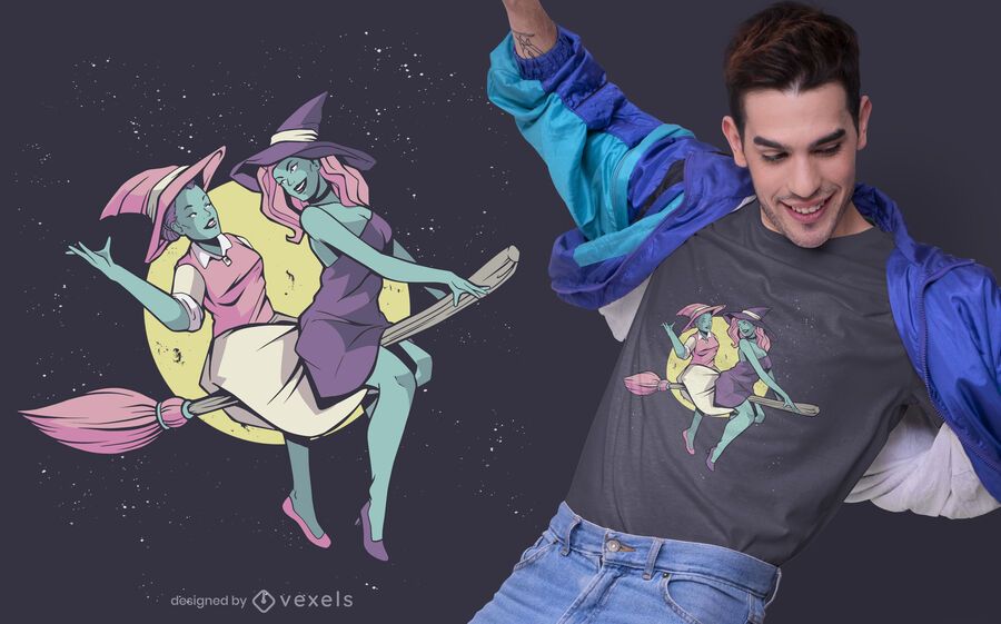 Flying witches halloween t-shirt design Flying witches halloween t-shirt design