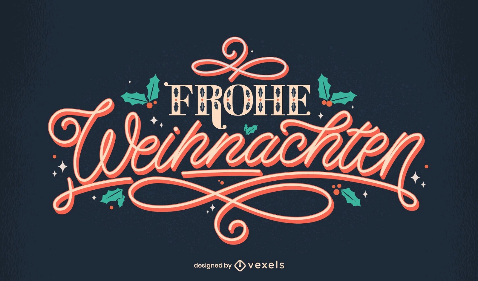 Deutsches Schriftzugdesign der frohen Weihnachten