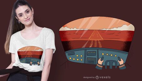 Design de camiseta do Pilot Cockpit View