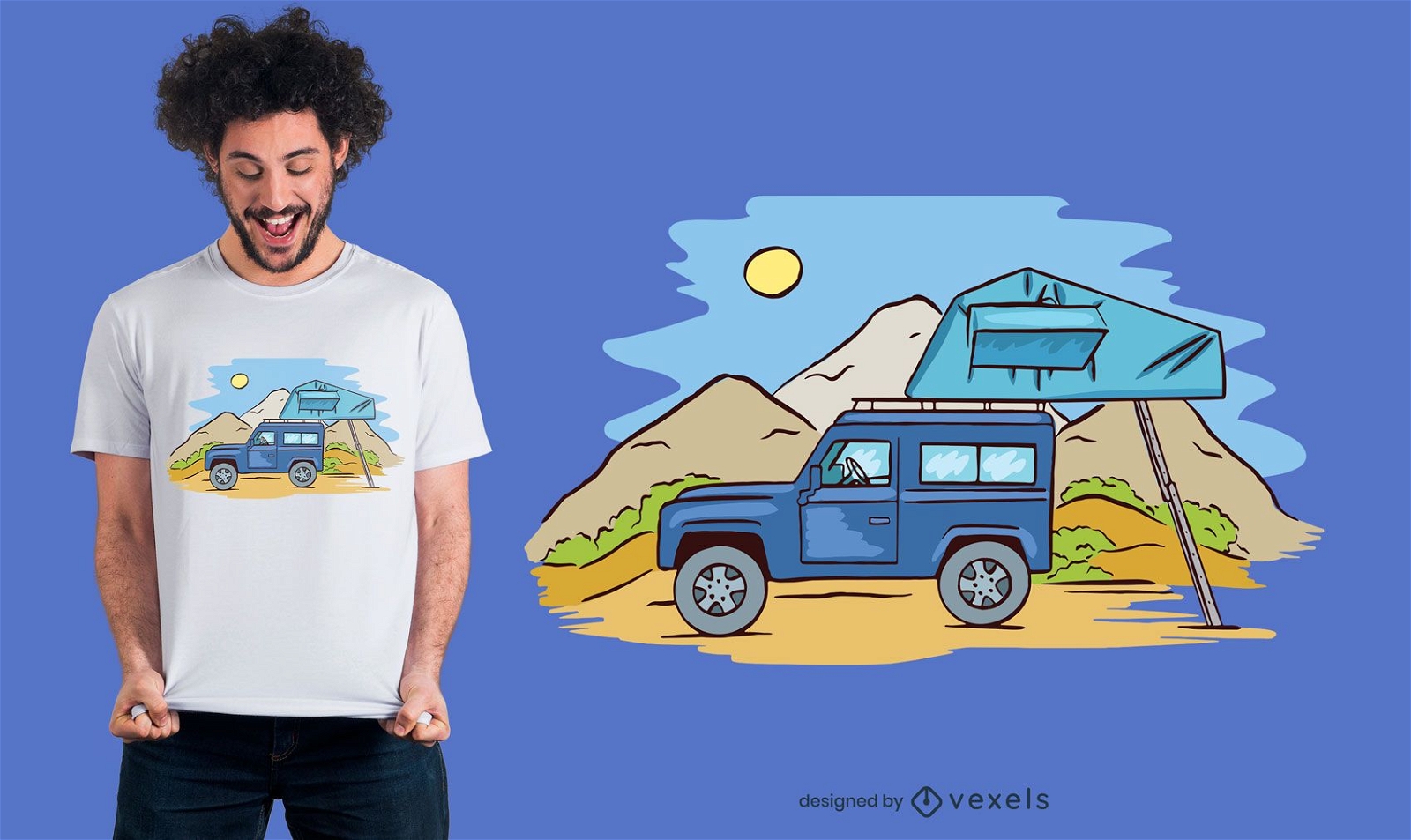 Diseño de camiseta de camping todoterreno