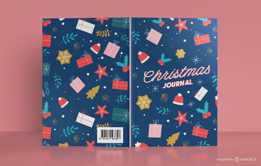 Design da capa do livro do Christmas Journal Patter Design da capa do livro do Christmas Journal Patter