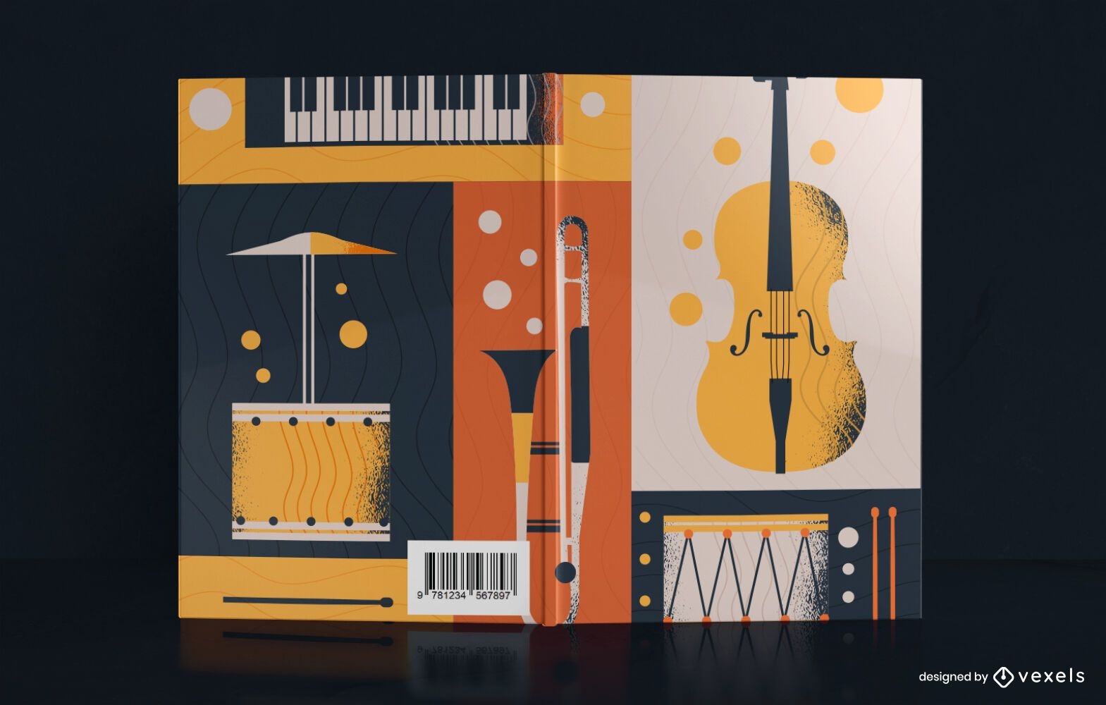 Design de capa de livro de ilustração de música vintage