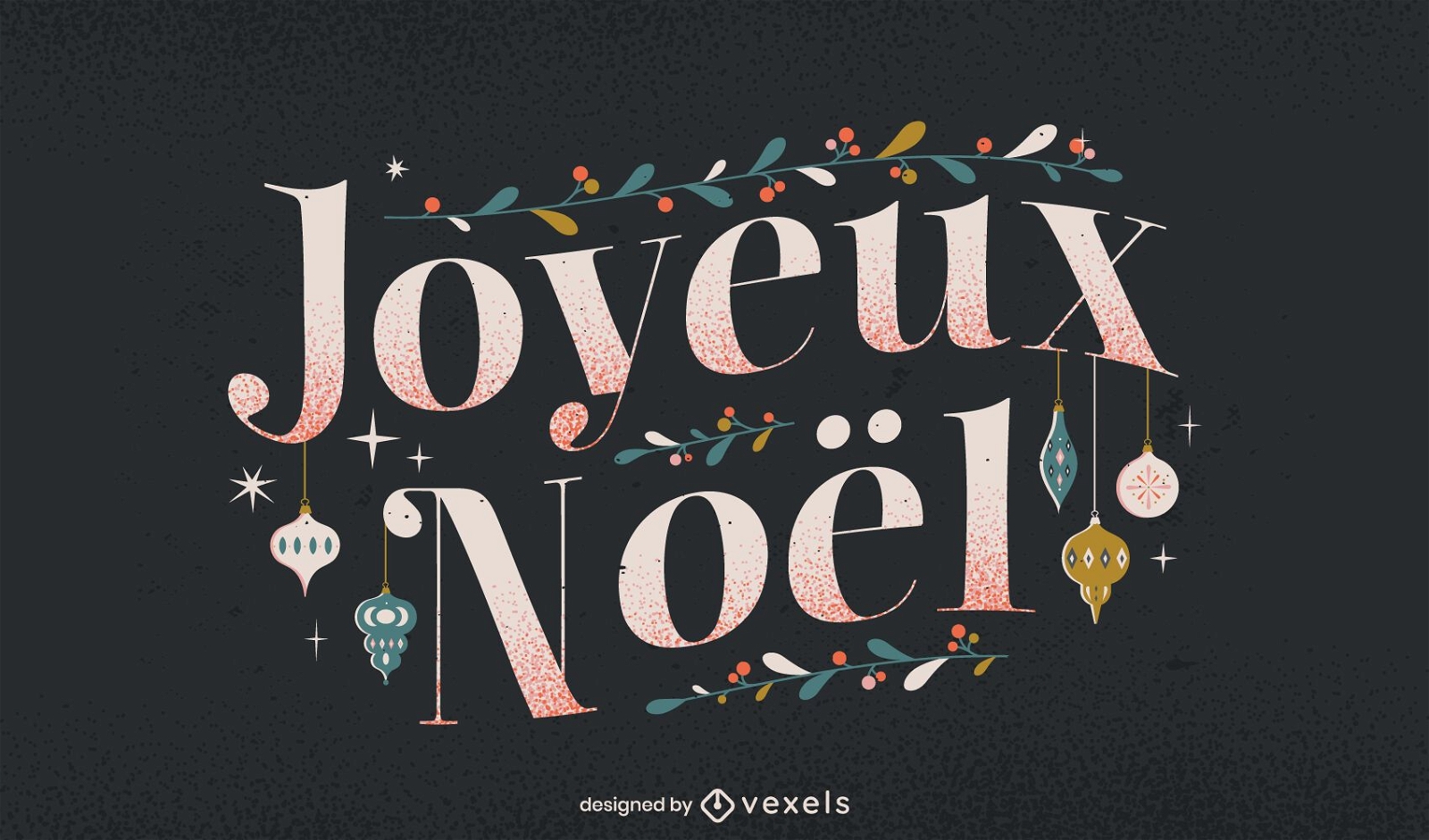 Frohe Weihnachten Französisch Schriftzug Design