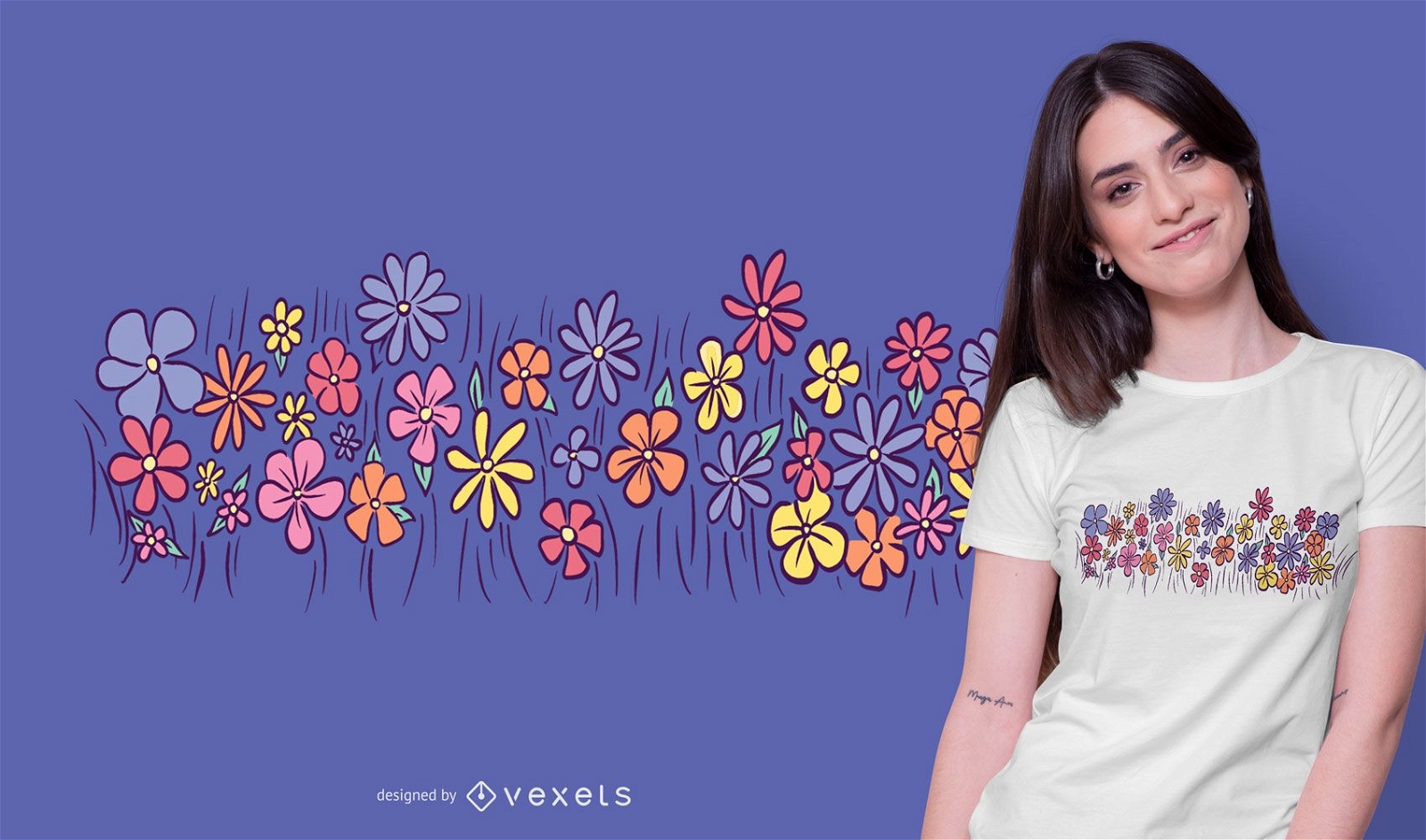 Design de camisetas Doodle Flowers