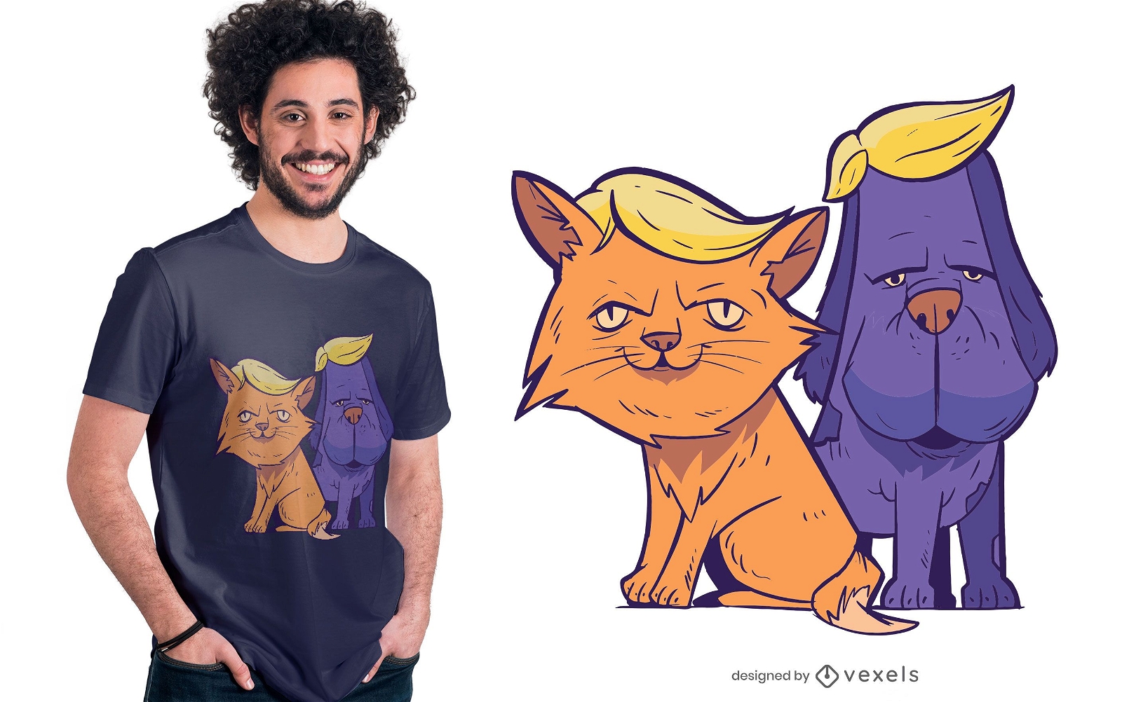 Diseño de camiseta Trump Cat and Dog