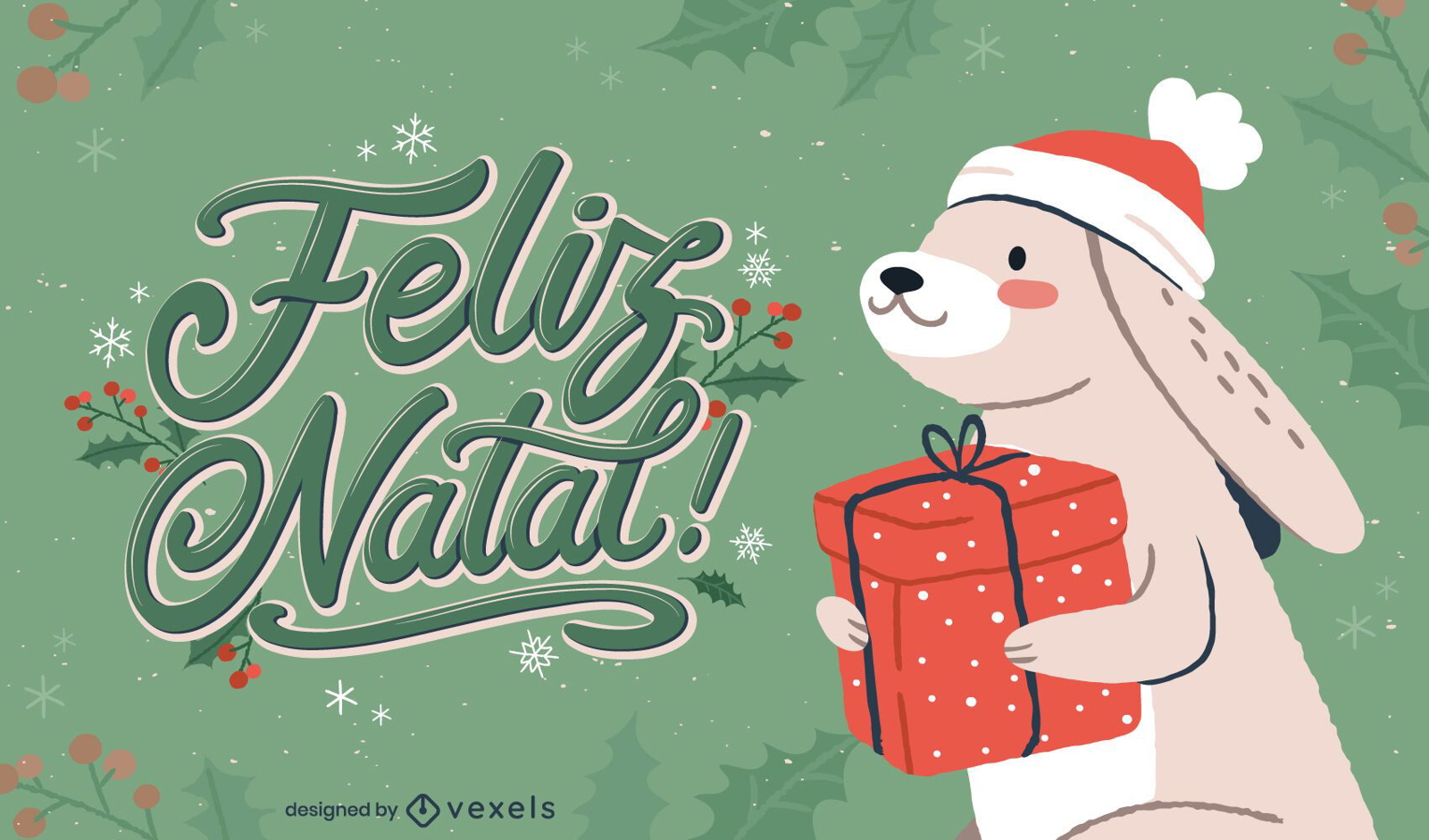 Christmas bunny portuguese lettering