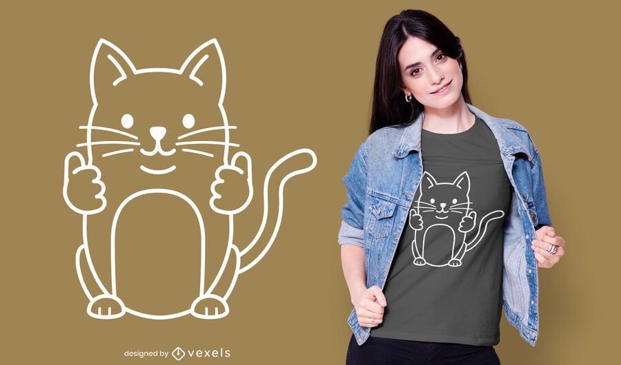 Diseño de camiseta Thumbs Up Cat Diseño de camiseta Thumbs Up Cat