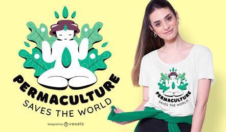 Diseño de camiseta de cita de permacultura