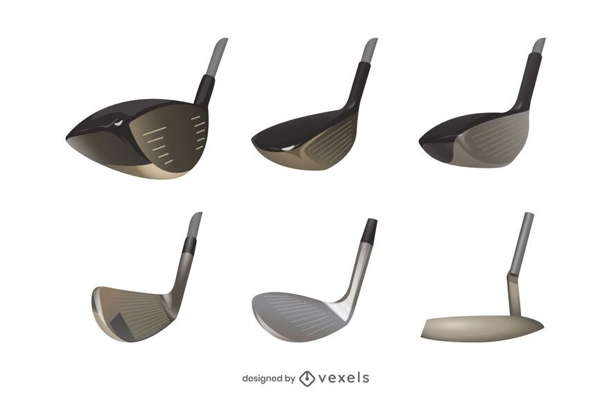 Conjunto de cabeça de taco de golfe realista Conjunto de cabeça de taco de golfe realista
