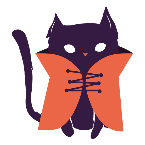 Black cat with coat illustration PNG Design