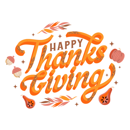 Happy Thanksgiving-Kürbis-Schriftzug PNG-Design