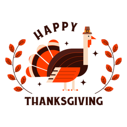 Happy thanksgiving turkey badge PNG Design