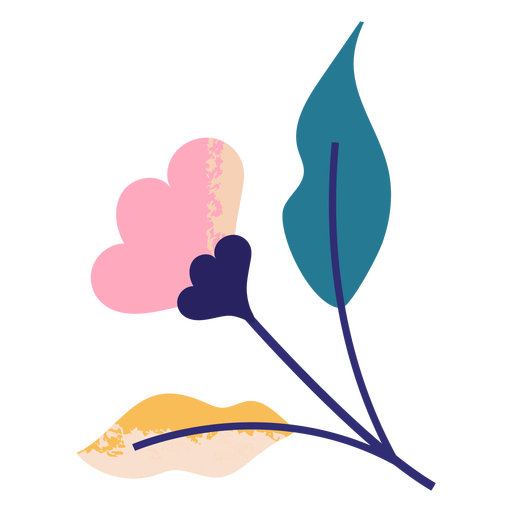 Ramo de folhas com flor plana - Baixar PNG/SVG Transparente