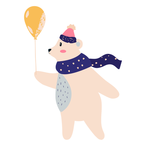 Polar bear with balloon illustration PNG Design