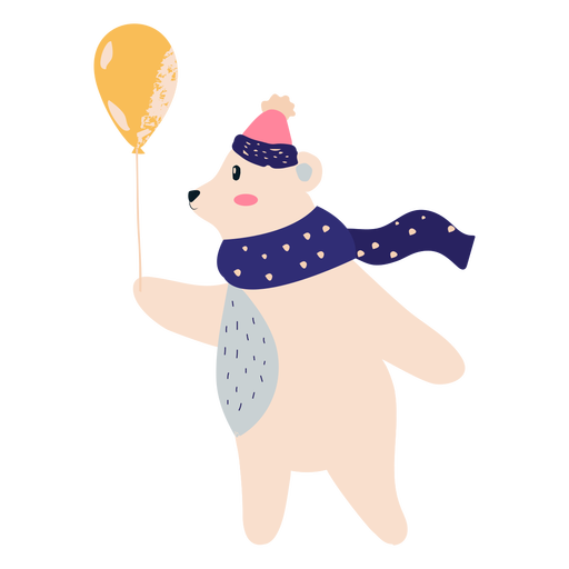Urso polar com ilustração de balão Desenho PNG